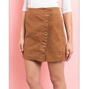 Button Front Camel Skirt